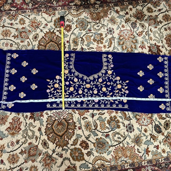 Velvet Blue Lehenga size large (fabrics only ) - Picture 10 of 14